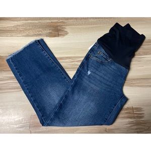 NWT Sonoma Maternity Over-The-Belly Cropped Straight-Leg Jeans Blue Size 2